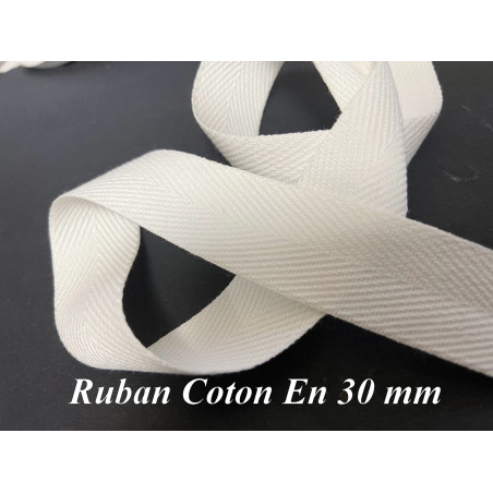 Ruban en Coton Sergé 30 mm Blanc – Qualité Premium pour Couture et Confection