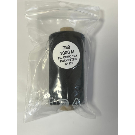 Bobine de fil Noir à coudre polyester – 1000 m – Certifié Oeko-Tex – Tout textile