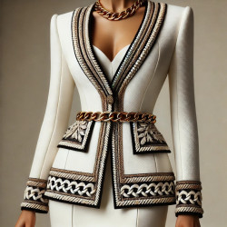 Galon Prestige Style " Chanel " - Élégance Haute Couture Noir, Blanc & Doré" .