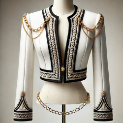 Galon Prestige Style " Chanel " - Élégance Haute Couture Noir, Blanc & Doré" .