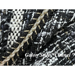 Galon Style " Chanel " Haute Couture – 14 mm avec Fil Doré - Élégance Haute Couture Noir, Blanc & Doré" .
