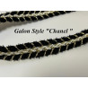 Galon Style Chanel Haute Couture – 14 mm avec Fil Doré - Élégance Haute Couture Noir, Blanc & Doré" .