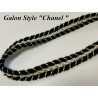 Galon Style " Chanel " Haute Couture – 14 mm avec Fil Doré - Élégance Haute Couture Noir, Blanc & Doré" .