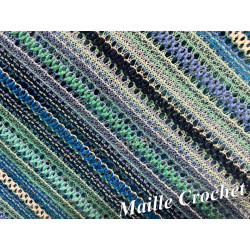 🧶 Tissu Maille Fantaisie Style Crochet – Rayures Bleues et Vertes