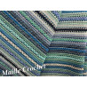 🧶 Tissu Maille Fantaisie Style Crochet – Rayures Bleues et Vertes