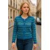 🧶 Tissu Maille Fantaisie Style Crochet – Rayures Bleues et Vertes