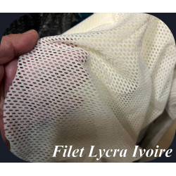 Tissu Filet Lycra Ivoire - Grande Largeur | Extensible & Ajouré