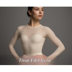 Tissu Filet Lycra Ivoire - Grande Largeur | Extensible & Ajouré