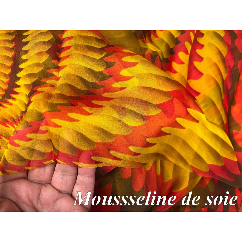 Tissu Mousseline De Soie Imprimé Au Mètre Couture