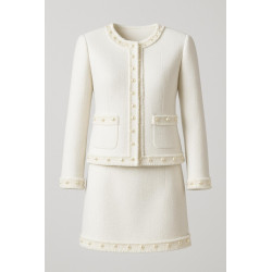 🧵 Galon Style "Chanel" avec Perles Nacrées – Blanc