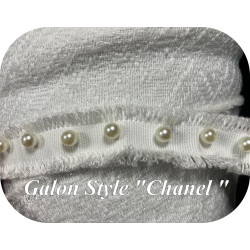 🧵 Galon Style "Chanel" avec Perles Nacrées – Blanc
