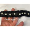 Galon Style Chanel avec Perles Nacrées – Ruban Noir Frangé 30 mm – Vente au Mètre