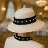 Galon Style Chanel avec Perles Nacrées – Ruban Noir Frangé 30 mm – Vente au Mètre