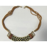 Collier tressé à attache métallique - Marron et Or