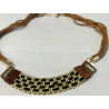Collier tressé à attache métallique - Marron et Or
