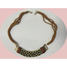 Collier tressé à attache métallique - Marron et Or