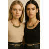 Collier tressé à attache métallique - Marron et Or