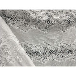 Tissu Dentelle Guipure Blanche en Coton – Grande Largeur pour Robes de Mariée, Cérémonie et Création Haute Couture