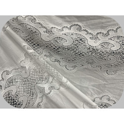 Tissu Dentelle Guipure Blanche en Coton – Grande Largeur pour Robes de Mariée, Cérémonie et Création Haute Couture