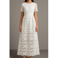 Tissu Dentelle Guipure Blanche en Coton – Grande Largeur pour Robes de Mariée, Cérémonie et Création Haute Couture