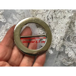Boucle en métal Ronde Argent  en 6,5 cm A Coudre.