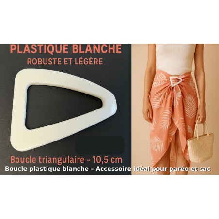 Boucle plastique blanche triangulaire –blanche 10,5 cm – Accessoire couture robuste et élégant 🧵