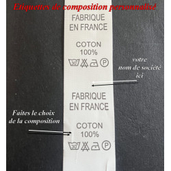 1000 étiquettes de composition personnalisées à coudre – 3x5 cm – impression française de qualité professionnelle.