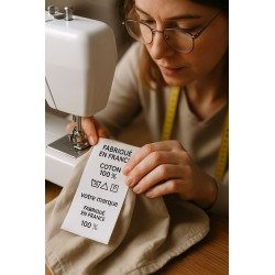 1000 étiquettes de composition personnalisées à coudre – 3x5 cm – impression française de qualité professionnelle.