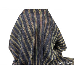 Tissu Plissé Lurex Rayé – Marine Doré Cuivré – 145 cm de large