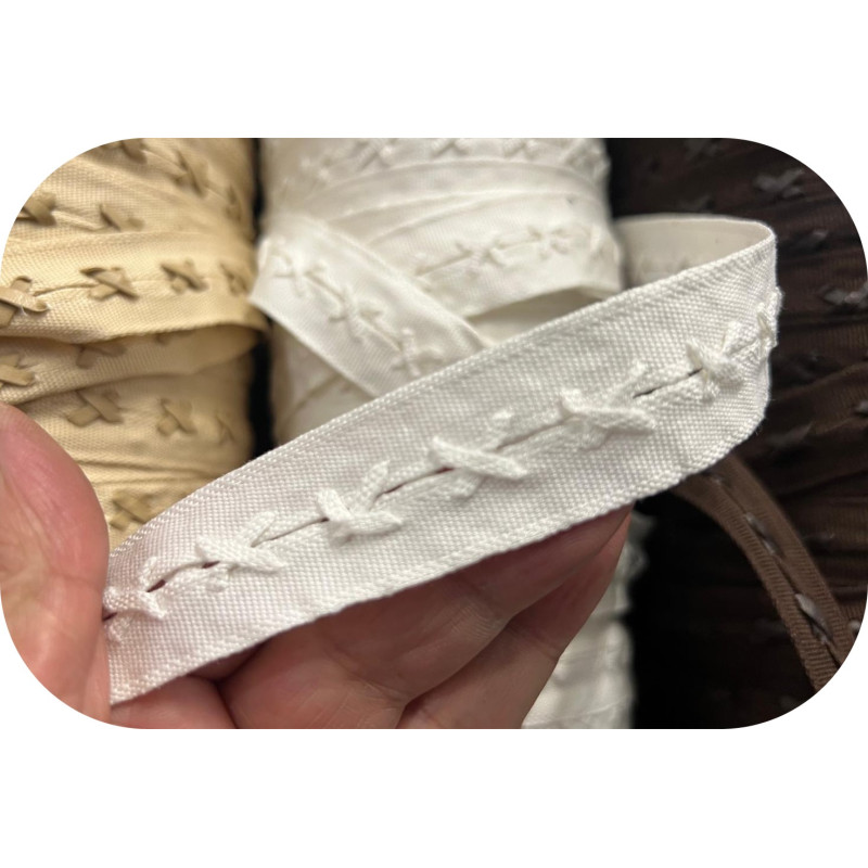 Ruban Gros Grain Au mètre Noir Avec Attaches Ficelle Simili Cuir  A Coudre Pour Loisirs Créatifs Et Décorations.