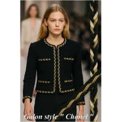 🧵 Galon Tressé Style Chanel – Noir, Ivoire et Doré