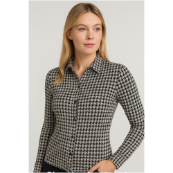 Tissu Résille Lycra Fine Impression Pied de Poule Couture au Mètre