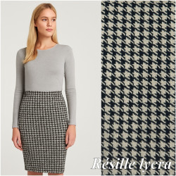 Tissu Résille Lycra Fine Impression Pied de Poule Couture au Mètre