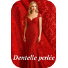 ✨ Dentelle perlée rouge – Festonnée des deux côtés – 145 cm de largeur