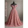 Dentelle brodée vieux rose avec sequins et perles – Tissu haute couture pour robe de soirée et mariage