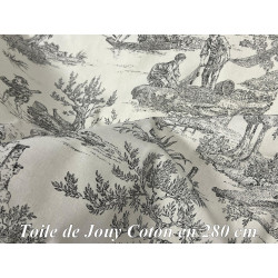 Toile de Jouy Gris en coton 100 % – largeur 280 cm – fabrication française 🇫🇷