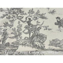 Toile de Jouy Gris en coton 100 % – largeur 280 cm – fabrication française 🇫🇷