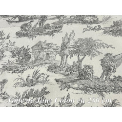 Toile de Jouy Gris en coton 100 % – largeur 280 cm – fabrication française 🇫🇷
