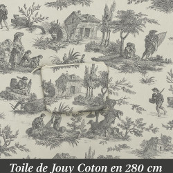 Toile de Jouy Gris en coton 100 % – largeur 280 cm – fabrication française 🇫🇷