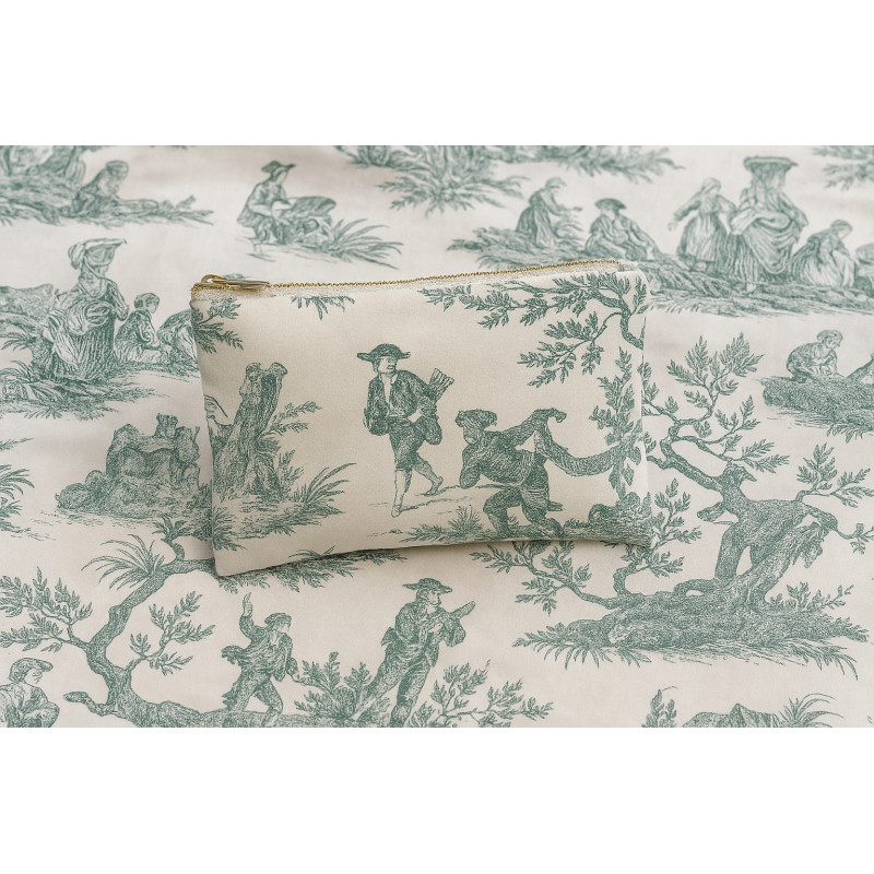 Toile de Jouy vert en coton 100 % – largeur 280 cm – fabrication française 🇫🇷