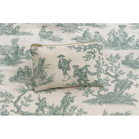 Toile de Jouy vert en coton 100 % – largeur 280 cm – fabrication française 🇫🇷