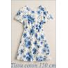 Tissu Voile De Coton Imprimé Fleurs Bleu Indigo Au Mètre En Grande Largeur