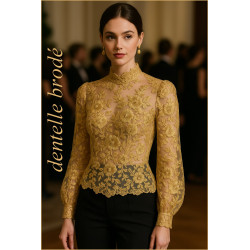 Dentelle Brodé Doré Or Au Mètre Couture : L'Élégance Scintillante en Filigrane"