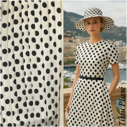 Tissu Plissé Blanc A Pois Noir Imprimé Au Mètre Couture