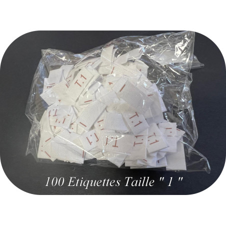 100 Etiquettes De Vêtements Blanches " Tailles 1" Par 100 Pièces  Découpées A Coudre, Contexture Pour Confection.