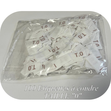 100 Etiquettes De Vêtements Blanches " Tailles 0" Par 100 Pièces  Découpées A Coudre, Contexture Pour Confection.