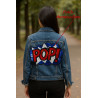Patch thermocollant sequins "POP!" rouge, bleu et blanc – 26x17 cm – à coller au fer – customisation vêtements