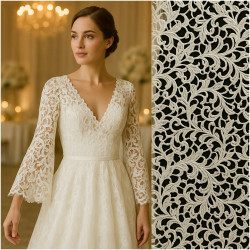 Dentelle Guipure Au Mètre Beige En Grande Largeur.