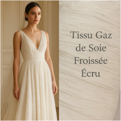 Tissu Gaz de Soie Froissée Écru – Haute Couture – 150 cm