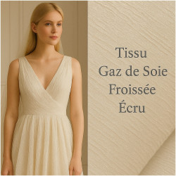 Tissu Gaz de Soie Froissée Écru – Haute Couture – 150 cm